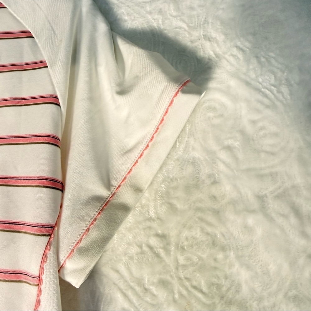 Adidas Women’s ClimaCool Golf Polo Shirt Size M White Pink Striped New with Tags - Picture 5 of 10